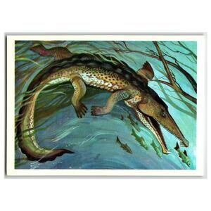 1979 Russian Platiop Prehistoric Reptile Art Postcard by I. Chevereva